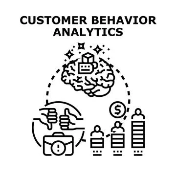 Customer behavior analytics analyzing market research user data Stock Illustration