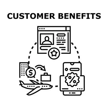 Customer benefits program gaining client loyalty and rewards Stock Illustration