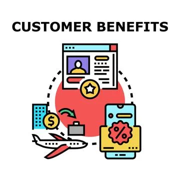 Customer benefits program gaining client loyalty and rewards Stock Illustration