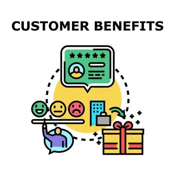 Customer benefits program improving loyalty and satisfaction Stock Illustration