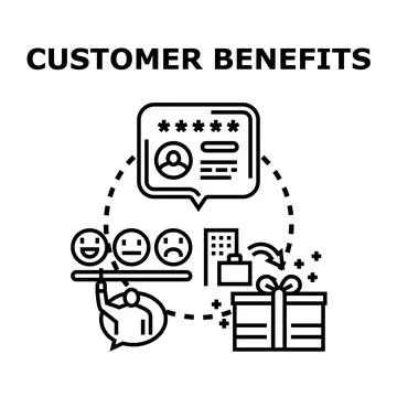 Customer benefits program improving loyalty and satisfaction Stock Illustration