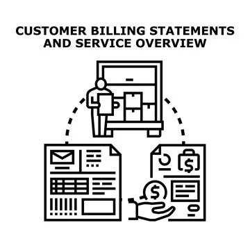 Customer billing statements and service overview process Stock Illustration