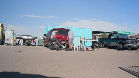 Customer Browsing Merchandise at Mile High Flea Market Stock Footage 345718744
