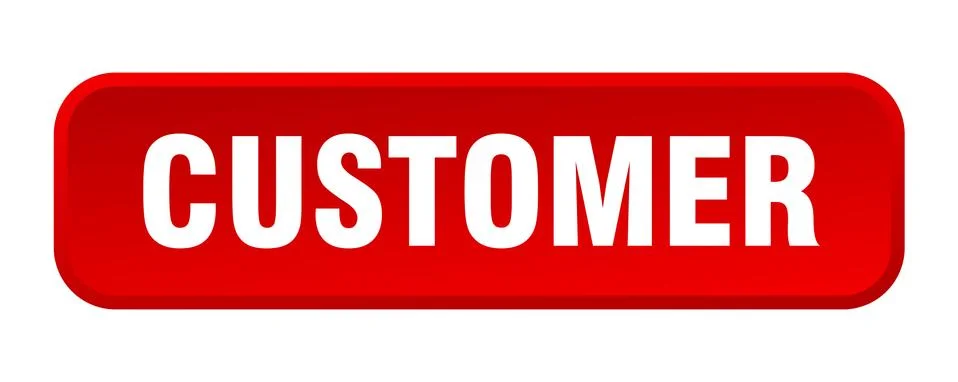 Customer button. customer square 3d push button Illustrazione stock
