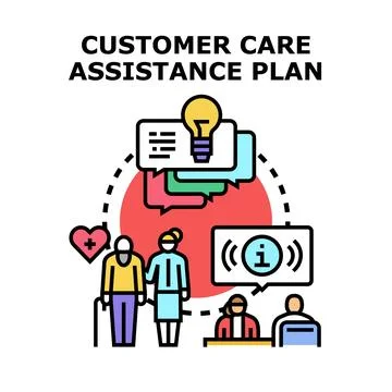 Customer care assistance plan providing support service Stock Illustration