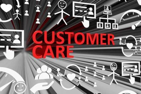 CUSTOMER CARE concept blurred background 3d render illustration Stock Illustration