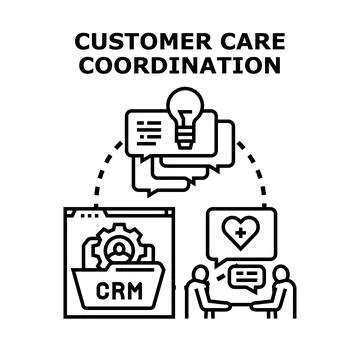 Customer care coordination optimizing client service approach Illustrazione stock