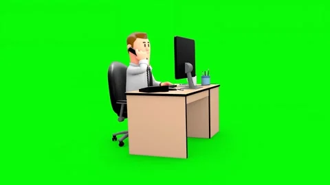 Customer Care Executive Picking Up Call While Working on His Computer 库存影片 260802154