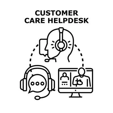 Customer care helpdesk assisting users online Stock Illustration