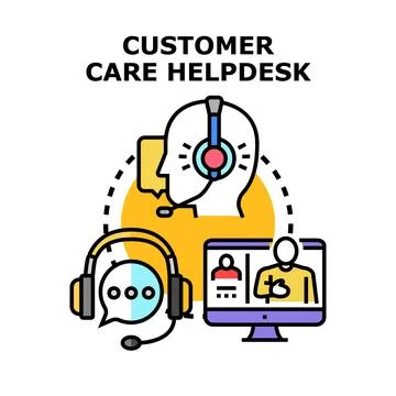 Customer care helpdesk assisting users online Stock Illustration