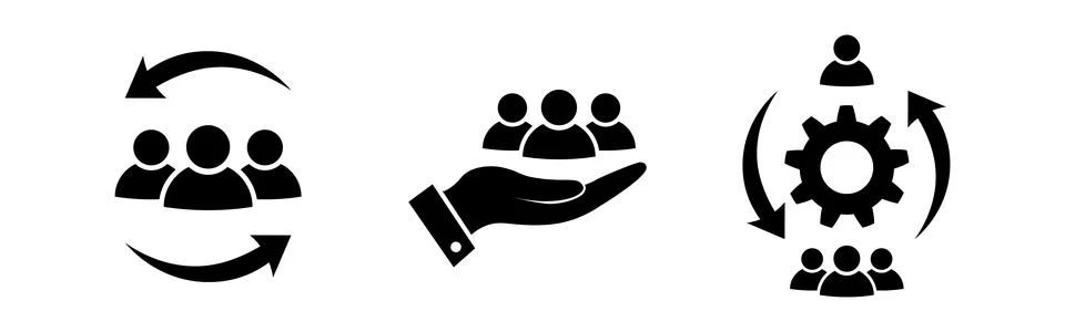 Customer care icon set in flat. Social help symbol Stock Illustration