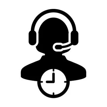 Customer care icon vector with clock symbol and female customer care support  Stock Illustration