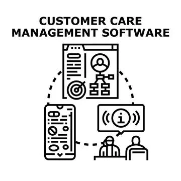 Customer care management software digital solution concept 스톡 일러스트