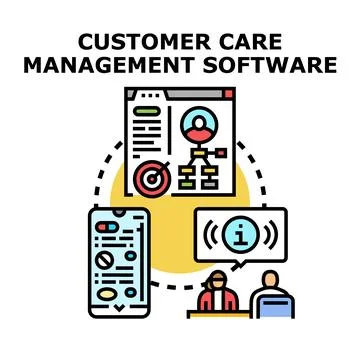 Customer care management software digital solution concept 스톡 일러스트