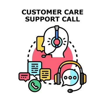 Customer care support call using headset vector Stock Illustration