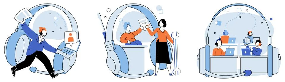 Customer care. Taking responsibility for resolving customer issues is key aspect Stock Illustration