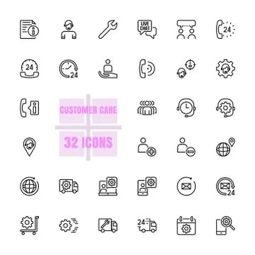 Customer care vector line 48x48 Pixel Perfect 32 icon set Stock-Illustration