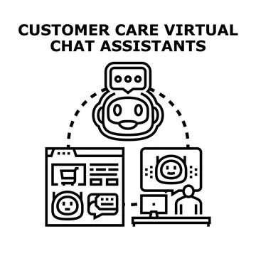 Customer care virtual chat assistants interacting with users Stock Illustration