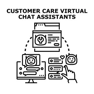 Customer care virtual chat assistants providing online help Stock Illustration