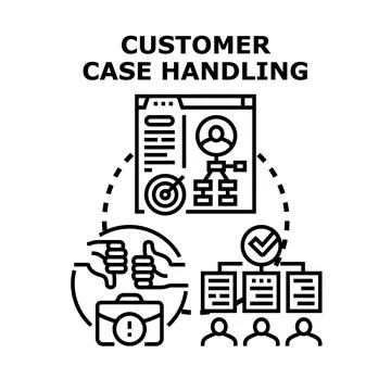 Customer case handling process resolving challenging situations Illustration