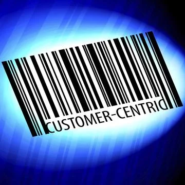 Customer-centric, barcode with blue Background Stock-Illustration