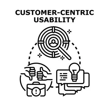 Customer centric usability concept for user experience Stock Illustration