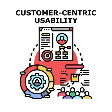 Customer centric usability developing digital user experience Stock Illustration