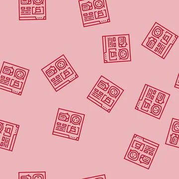 Customer chat bot line seamless pattern Stock Illustration