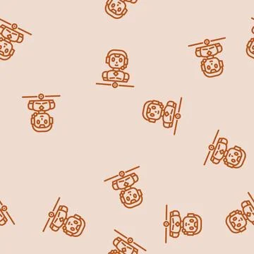 Customer chat bot line vector seamless pattern Stock Illustration