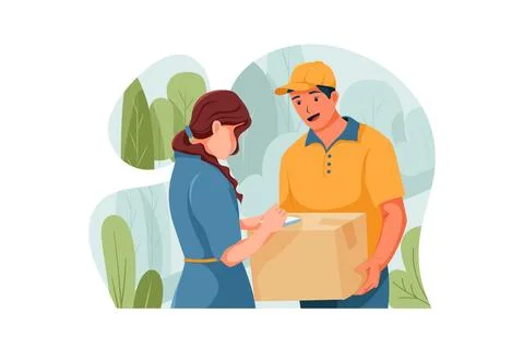 The customer is checking her order Stock Illustration