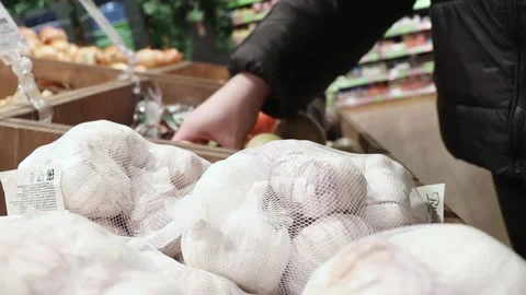 The customer chooses the potatoes. Stock Footage 234215729