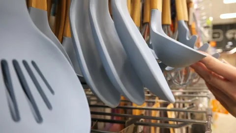The Customer chooseskitchenware. Stock Footage 268379981