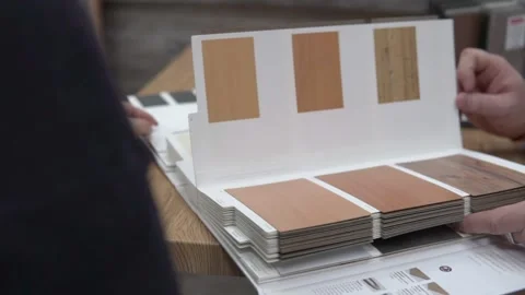 Customer choosing design for house interior, decoration. Stock-Footage 169626232