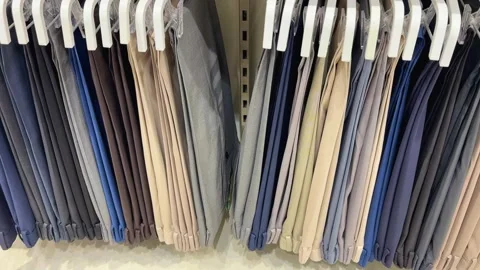 Customer Choosing formal paint Fabric Samples At retail store Stock Footage 339475615