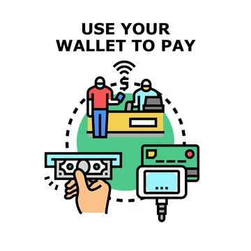 Customer choosing payment methods at retail store Stock Illustration