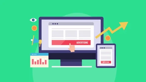 Customer clicks on digital advertising, PPC increase web traffic growth. Stockbeeldmateriaal 292966230