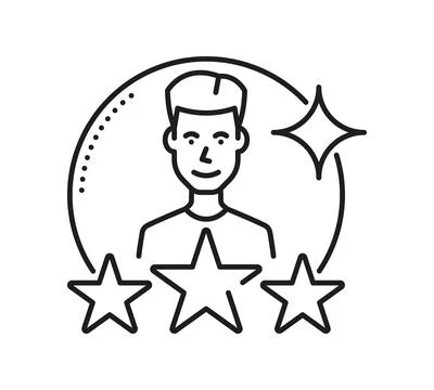 Customer, client icon with three star rating. Stock Illustration