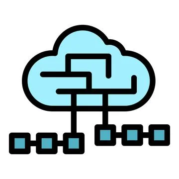 Customer cloud data icon color outline vector Stock Illustration