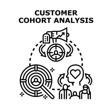 Customer cohort analysis diagram understanding client behavior Stockillustratie
