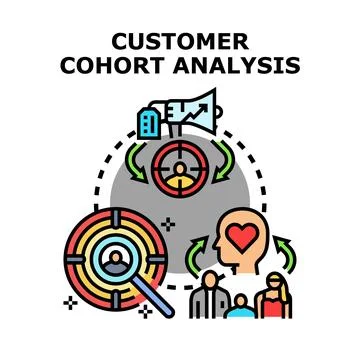 Customer cohort analysis diagram understanding client behavior Stockillustratie