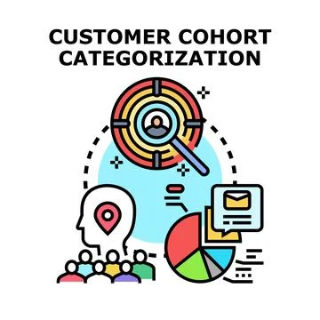 Customer cohort categorization and segmentation analytics concept Illustrazione stock