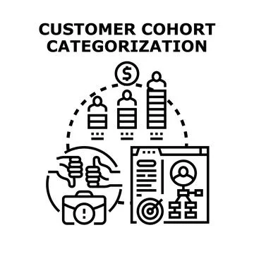 Customer cohort categorization for business analysis Stock Illustration