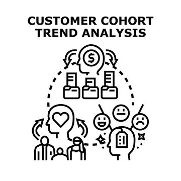 Customer cohort trend analysis calculating future engagement Stock Illustration
