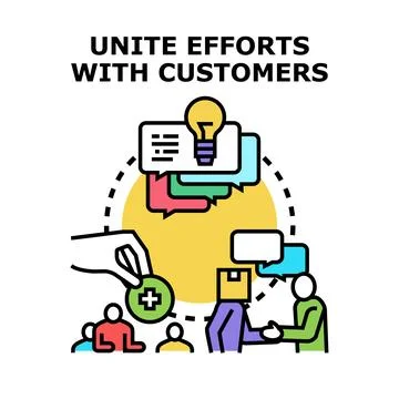 Customer collaboration uniting efforts for shared value creation Stock Illustration