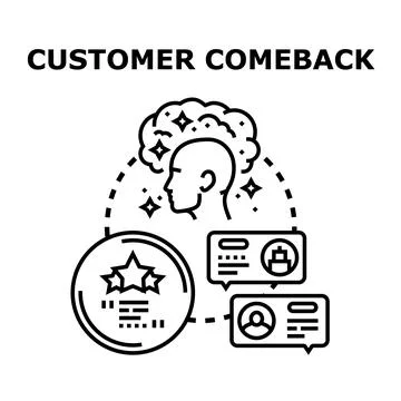 Customer comeback attracting loyal repeat clients Ilustración de archivo
