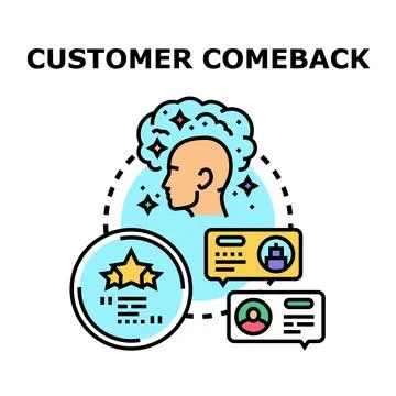 Customer comeback attracting loyal repeat clients Ilustración de archivo