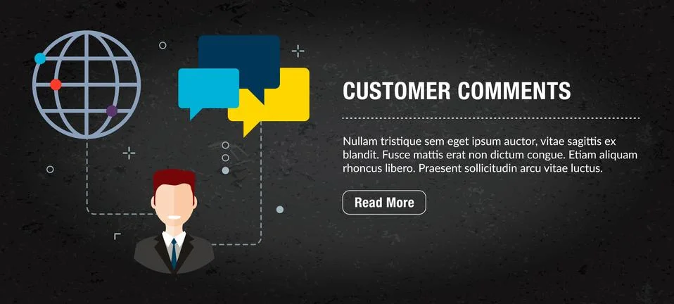 Customer comments concept banner for internet. Illustrazione stock