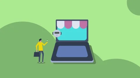 Customer completes online shopping with chatbot conversation. Video stock 337956133
