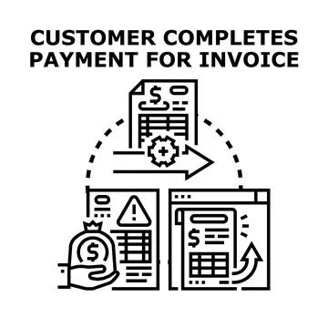 Customer completing payment for invoice transaction process Stock Illustration