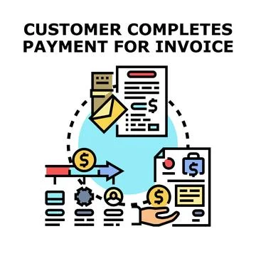 Customer completing payment process for financial invoice Stock Illustration